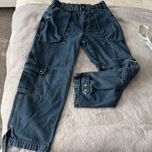 Free People Blue Cargo Jeans